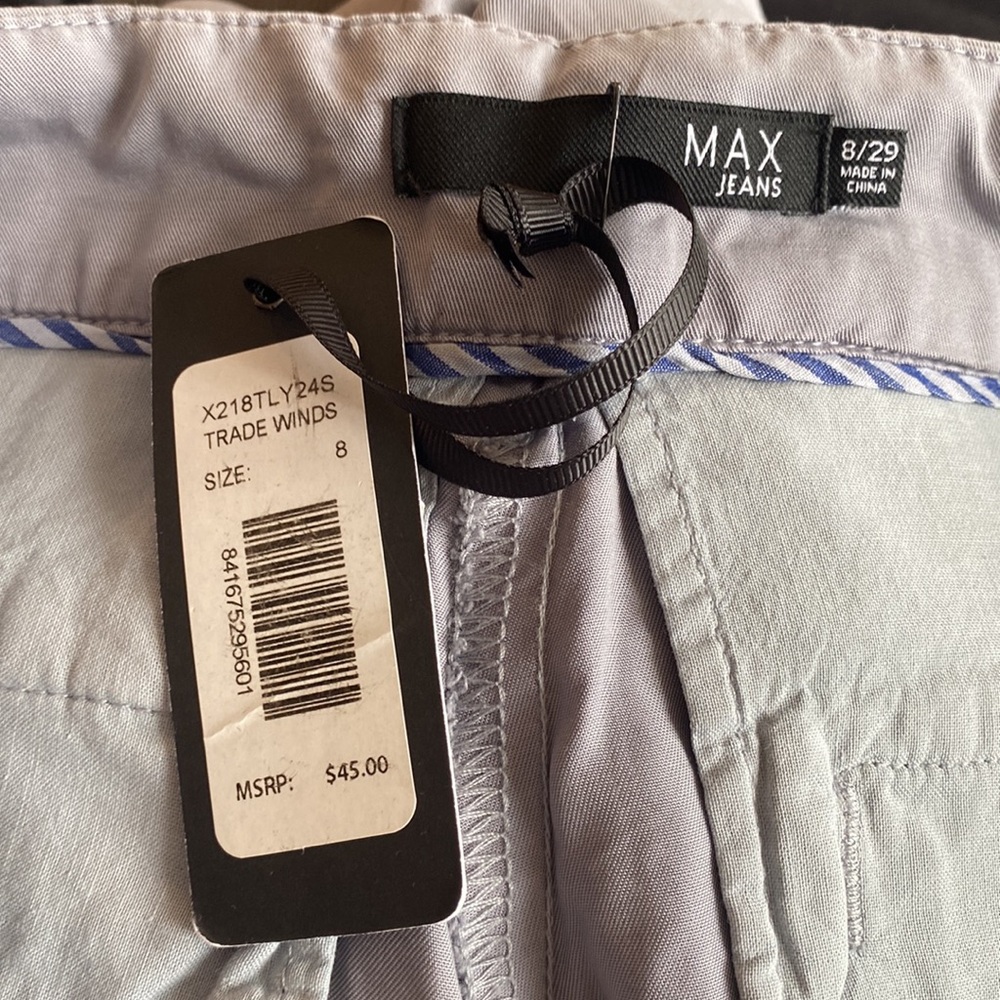 Max Jeans gray drawstring waist cargo everyday trouser shorts 8/29 NEW - Picture 3 of 6